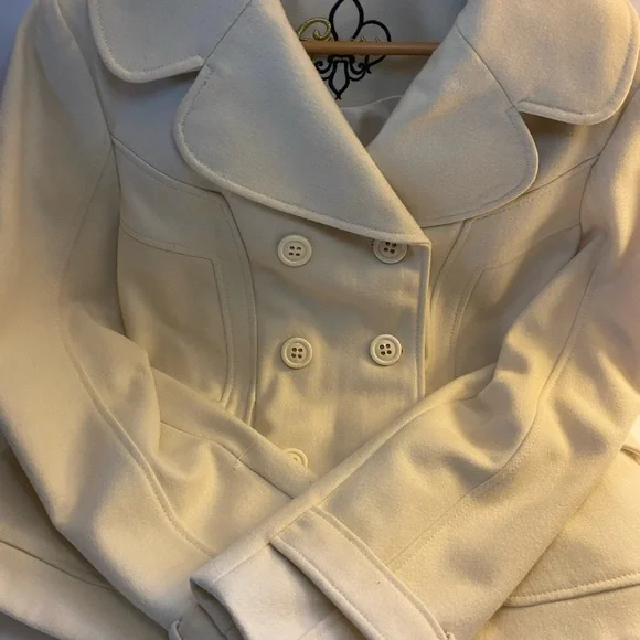 Guess Cream Double-Breasted Pea Coat - Picture 6 of 9